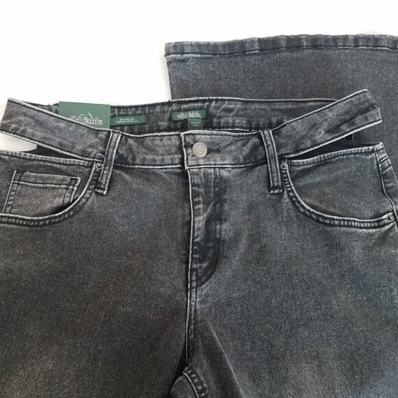 Cut Out High Rise Flare Jeans Washed Black SIZE 12 Stretch Wild Fable 32" Inseam - Picture 11 of 13